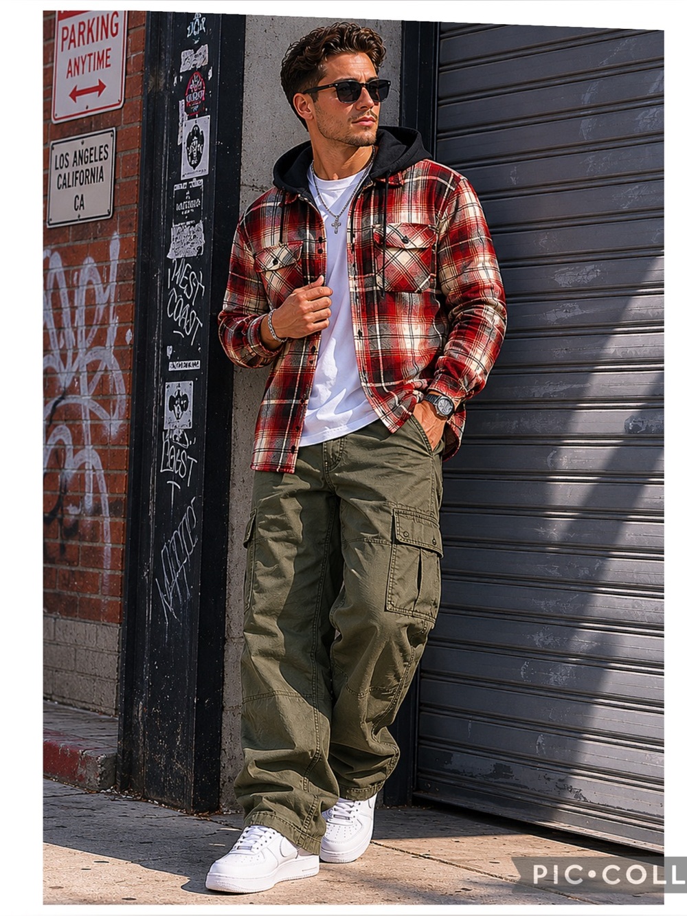 Legendary Outfitters Men’s Medium Plaid Hooded Quilted Shirt Jacket